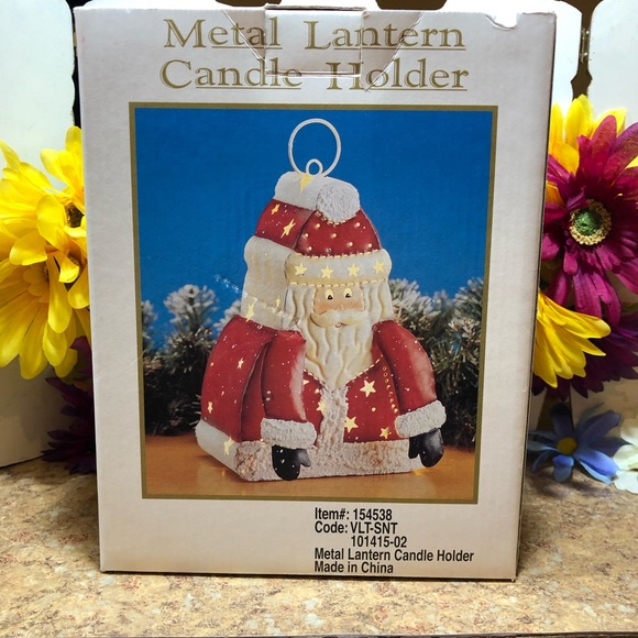 Vintage Santa Metal Lantern Candle Holder, Original Box & Factory Sealed W/Tag - Picture 2 of 7